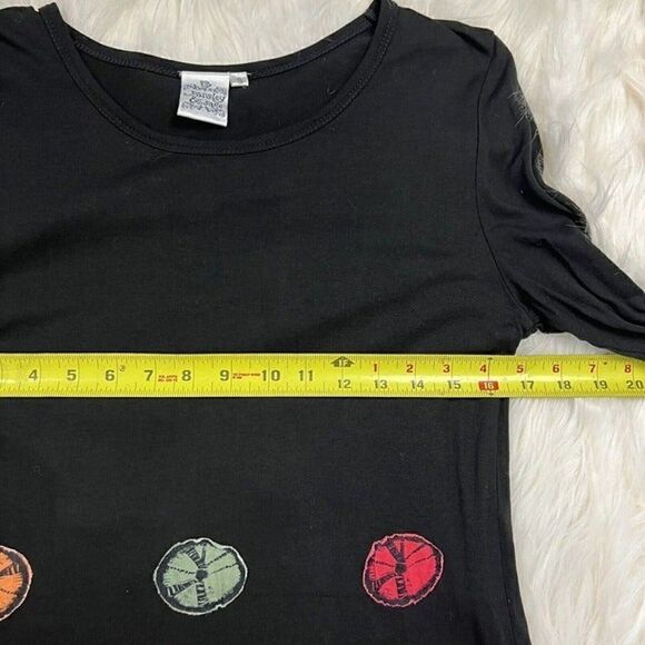 Parsley & Sage Women’s Boho Dip Tie Dye Accent Black Stretch Tunic Blouse Small - Picture 8 of 10